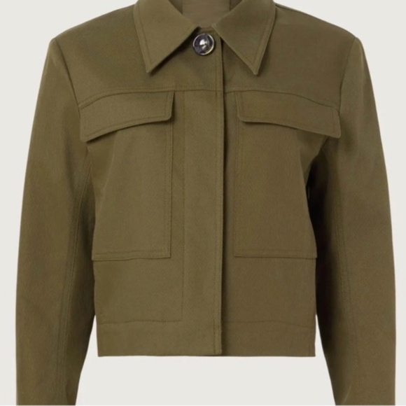 NEW! Tory Burch Olive Green Cropped Jacket Size 2 Military Style - Picture 2 of 10